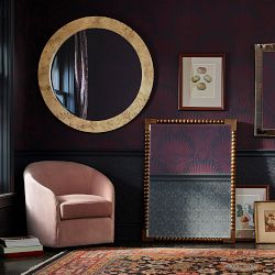 Burl Wood Round Wall Mirror