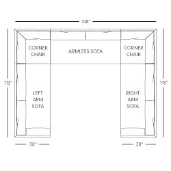 Paxton 5-Piece U-Shape Sofa Sectional (38&quot;-113&quot;)
