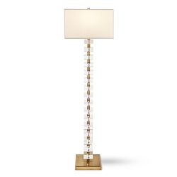 Stacked Crystal Floor Lamp, Antique Brass