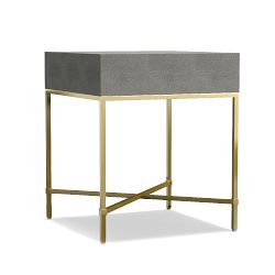 Faux Shagreen Side Table, Grey (20&quot;)