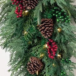 Balsam Hill Outdoor Winter Evergreen Pre-Lit Faux Swag