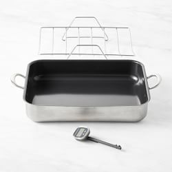 GreenPan&#8482; Premiere Stainless-Steel Ceramic Nonstick Roaster, 16&quot;