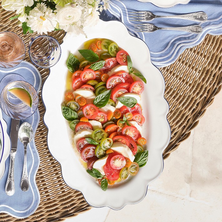 AERIN x Williams Sonoma Garden Bouquet Blue Scalloped Platter