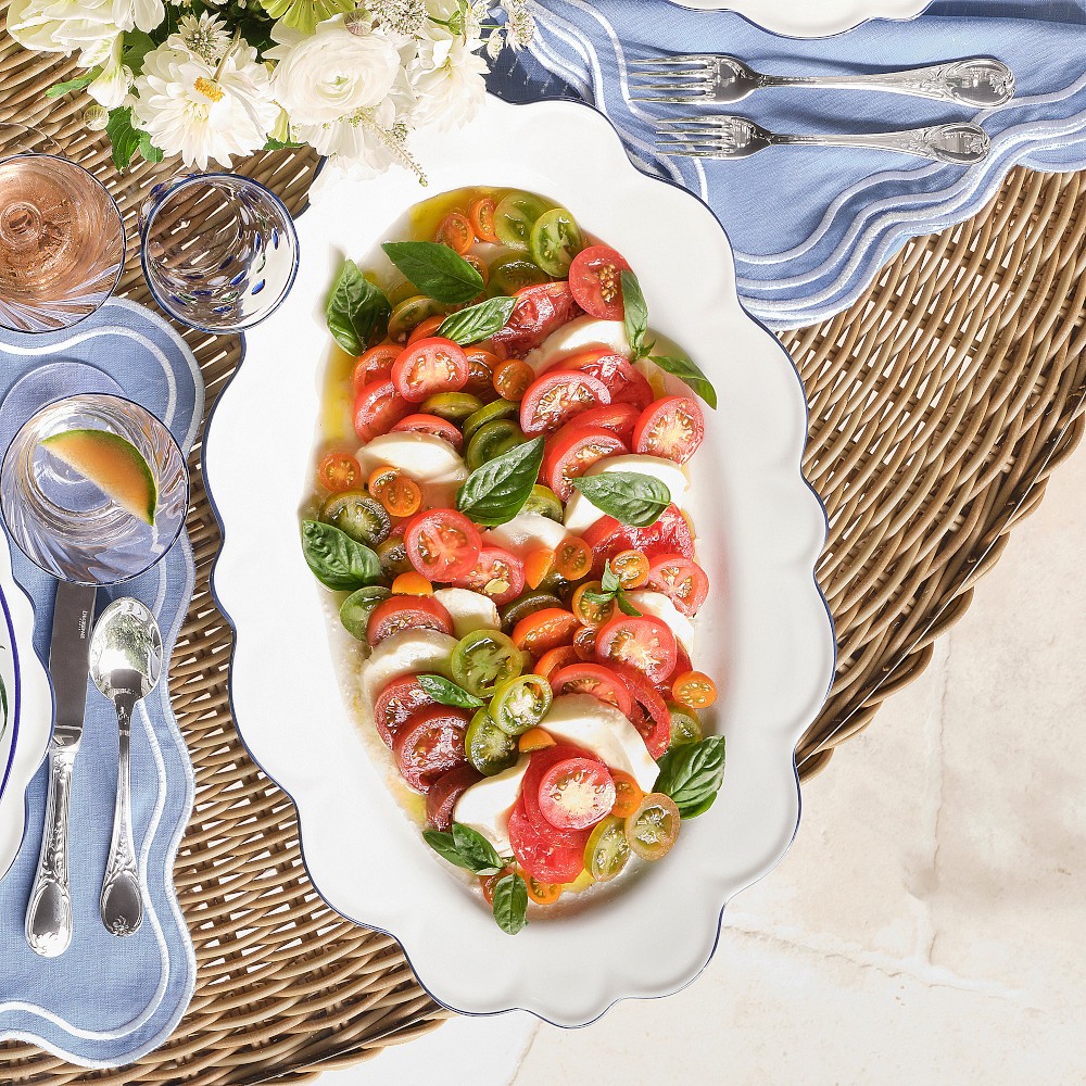 AERIN x Williams Sonoma Garden Bouquet Blue Scalloped Platter