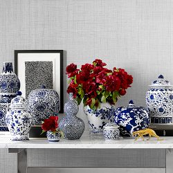 Blue &amp; White Ginger Jar with Lid, 16&quot; Urn