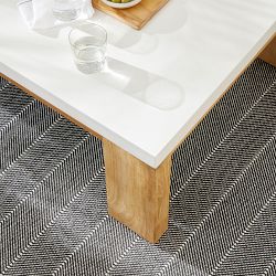 Larnaca Outdoor Teak Fiberstone Coffee Table (60&quot;)
