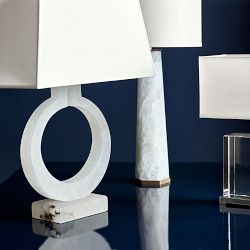 Tall Cut Stone Table Lamp, White Quartz