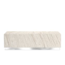 Travertine Rectangular Coffee Table, Stainless Steel (56&quot;)