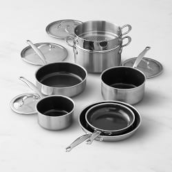 GreenPan&#8482; Premiere Stainless-Steel Ceramic Nonstick 11-Piece Cookware Set