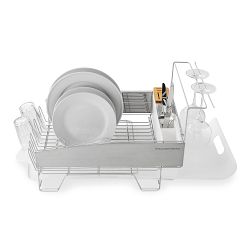 Williams Sonoma Dish Rack with Wine Glass Holder, White