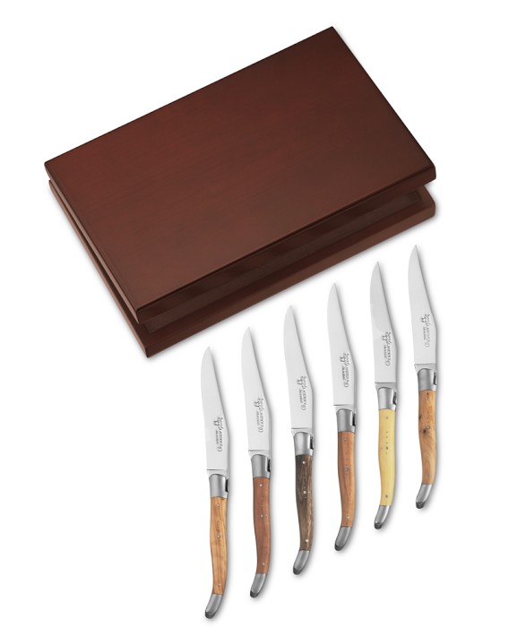 Laguiole En Aubrac Mixed Wood Steak Knives, Set of 6