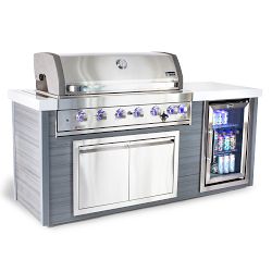 Mont Alpi 6-Burner Artwood Gas Grill Island, Stainless-Steel