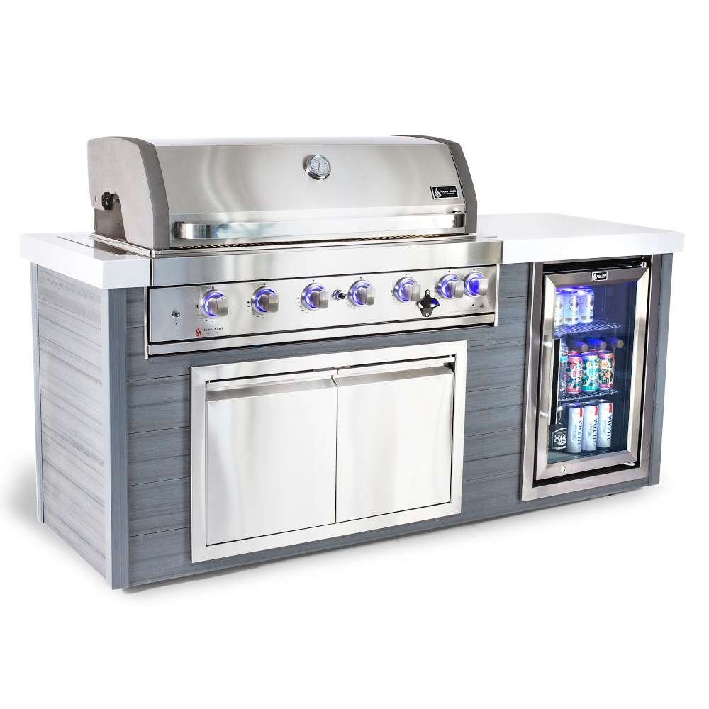 Mont Alpi 6-Burner Artwood Gas Grill Island, Stainless-Steel