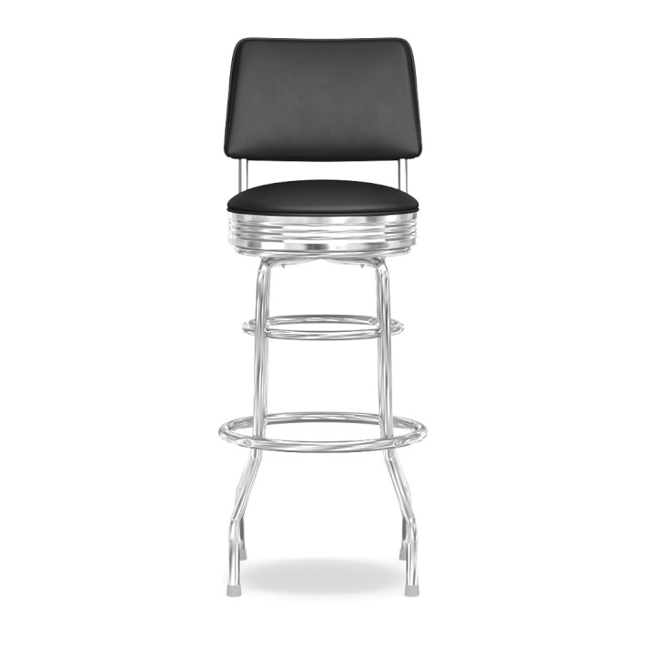 OPEN BOX: Cushion-Back Diner Stool, 30&quot;, Black