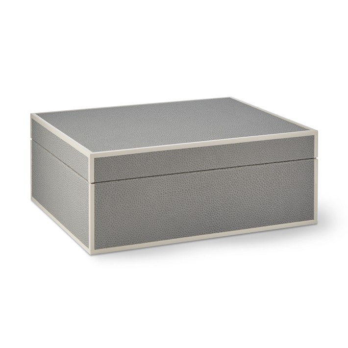 Faux Shagreen Box, Grey, Large