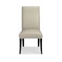 Belvedere Dining Side Chair, Italian Distressed Leather, Ivory, Ebony Leg