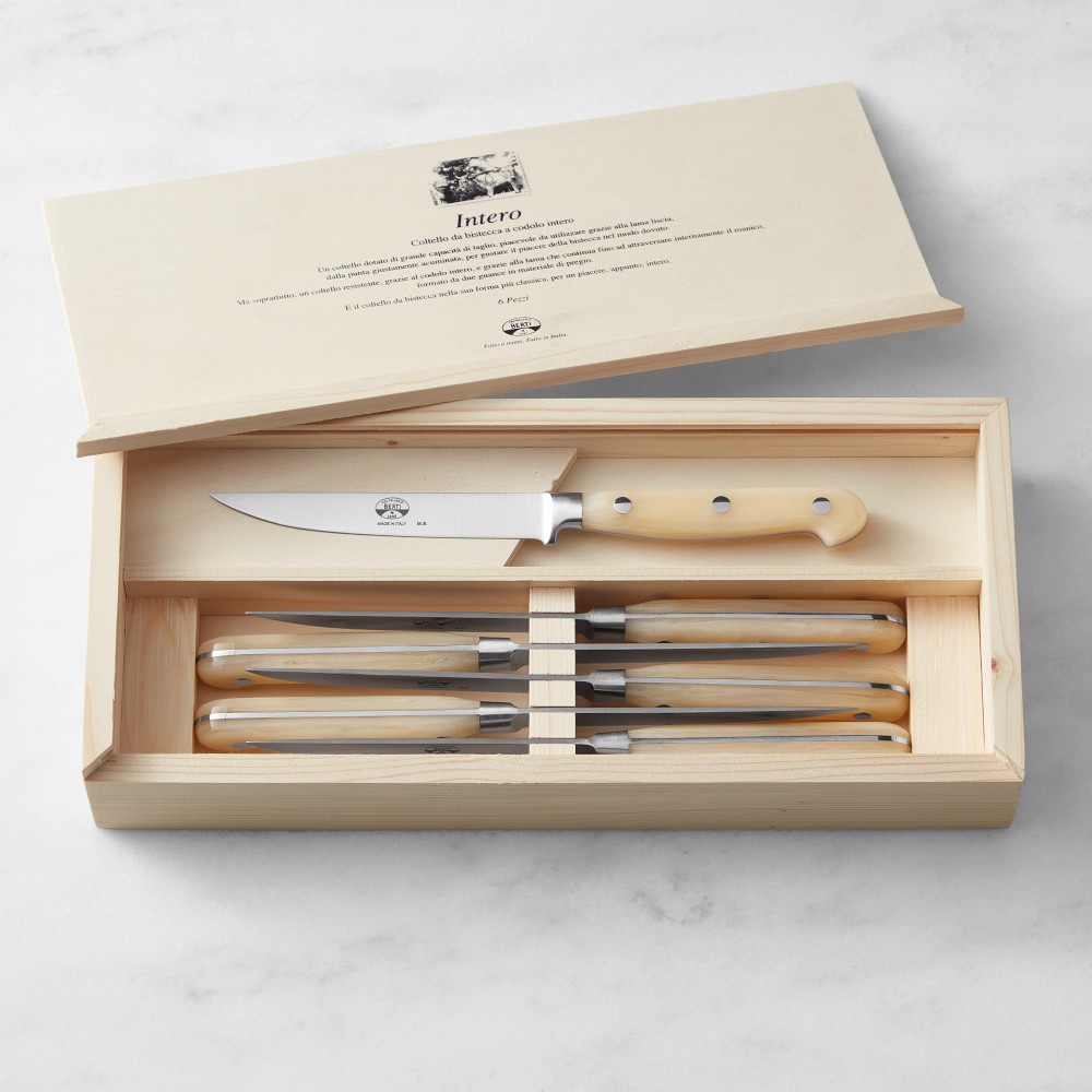 Berti Intero Steak Knives, Set of 6, Cream