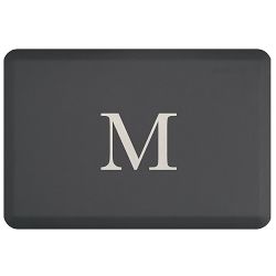 Monogram WellnessMat, 3' X 2', Grey with Silver Letter