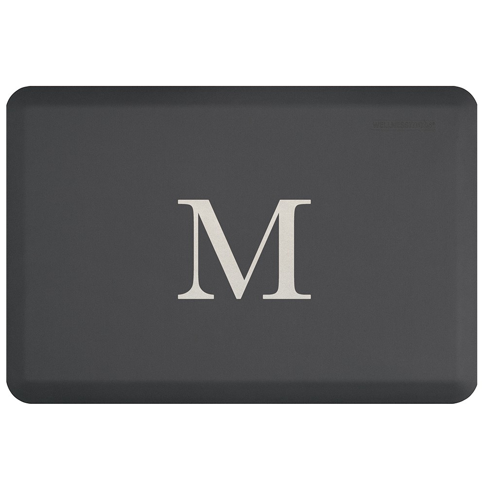Monogram WellnessMat, 3' X 2', Grey with Silver Letter