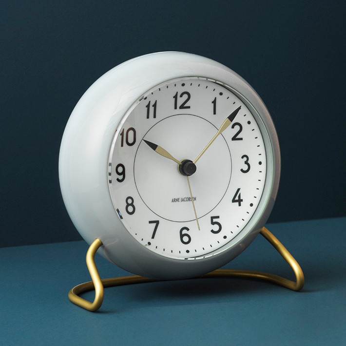 Arne Jacobsen Table Clock, Gray/White