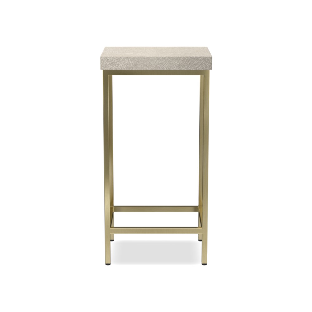 Rectangular Shagreen Accent Table, Cream, Brass