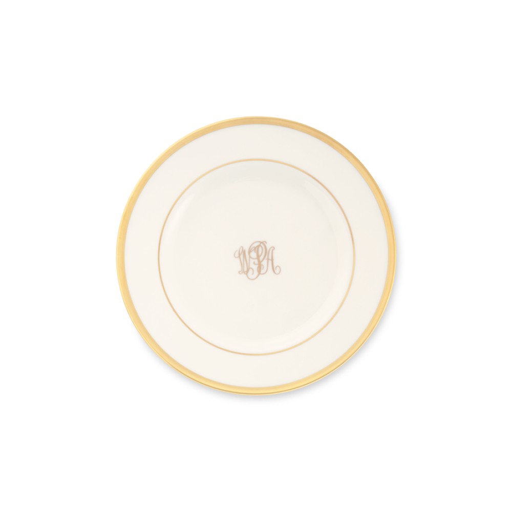 Pickard Signature Monogram Bread and Butter Plate, Gold