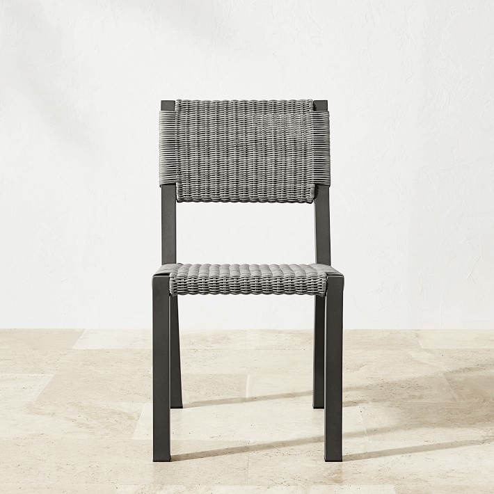 Larnaca Outdoor Metal x All Weather Weave Dining Side Chair, Grey