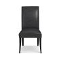 Belvedere Dining Side Chair, Italian Distressed Leather, Wolf, Ebony Leg