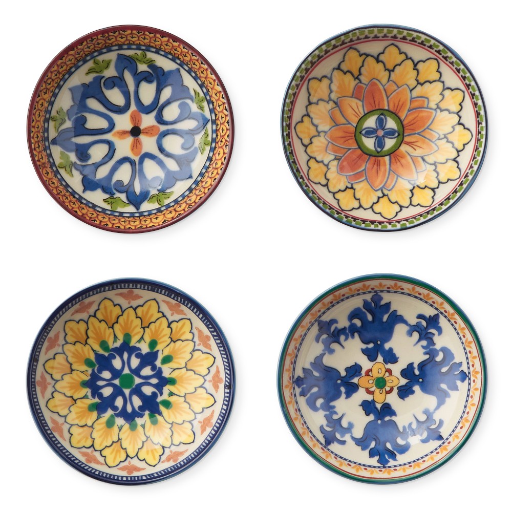 Sicily Ceramic Mixed Dipping Bowls, Set of 4