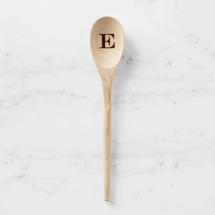 Wood Burnished Monogram Spoon, E