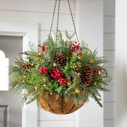 Balsam Hill Outdoor Winter Evergreen Hanging Basket