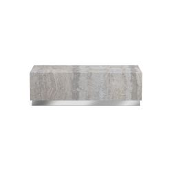 Travertine Rectangular Coffee Table, 56X26", Grey, Stainless Steel