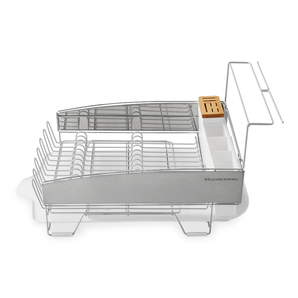 Williams Sonoma Dish Rack with Wine Glass Holder, White