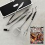 Williams Sonoma Stainless Steel 4-Piece BBQ Tool Set with Cookbook