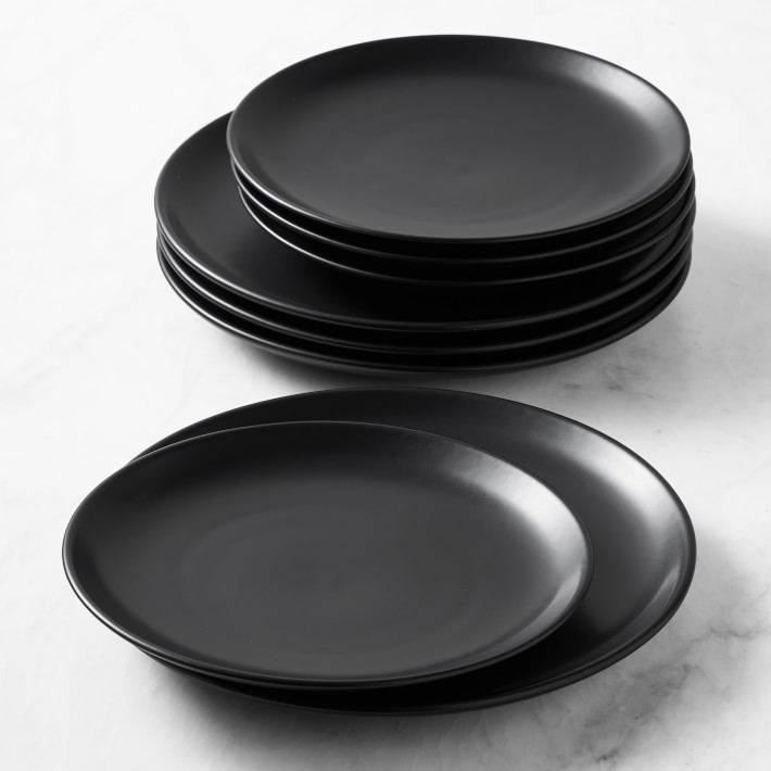 Open Kitchen by Williams Sonoma Matte Coupe Dinner & Salad Plates, Set of 8, Black