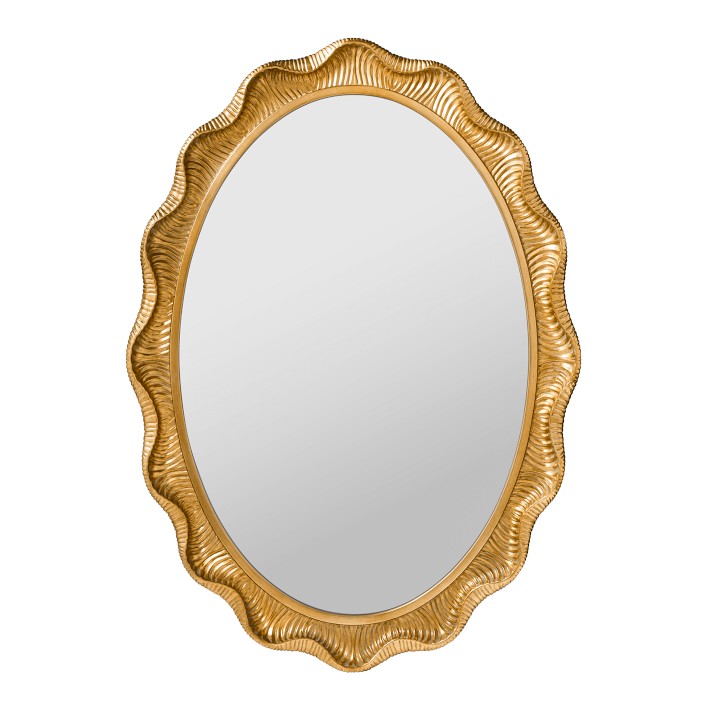 AERIN Gold Scalloped Oval Wall Mirror, 42" X 30"
