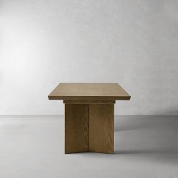 Knife Edge Extendable Rectangular Dining Table, Cerused Heritage Gray (96&quot;-132&quot;)