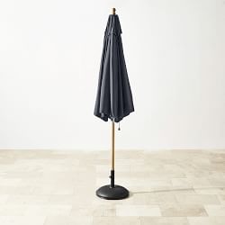 10' Round Outdoor Larnaca Teak Umbrella, Navy Canopy