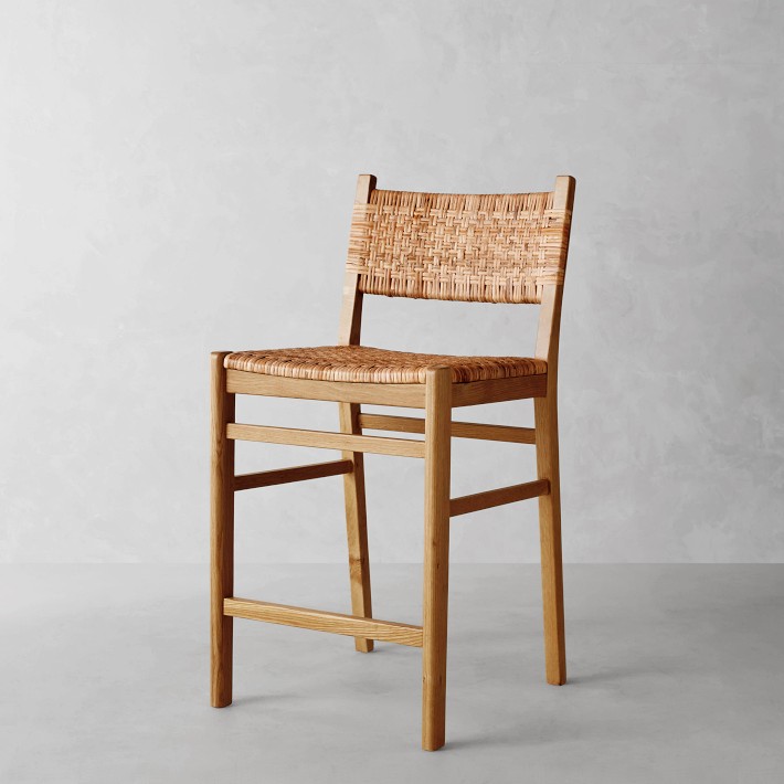 Sullivan Woven Dining Counter Stool - Oak Frame