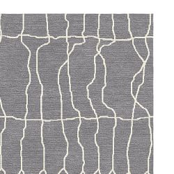 Moroccan Wave Hand Knotted Rug Swatch, 18" X 18", Grey