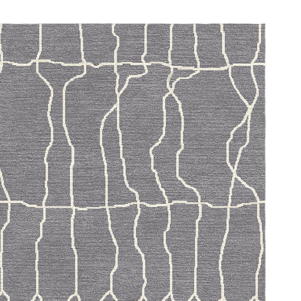 Moroccan Wave Hand Knotted Rug Swatch, 18" X 18", Grey