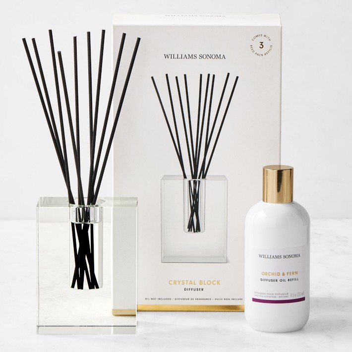 Home Fragrance Orchid & Fern Diffuser Refill and Crystal Block Diffuser Set