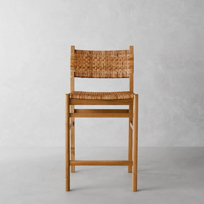 Sullivan Woven Dining Counter Stool - Oak Frame
