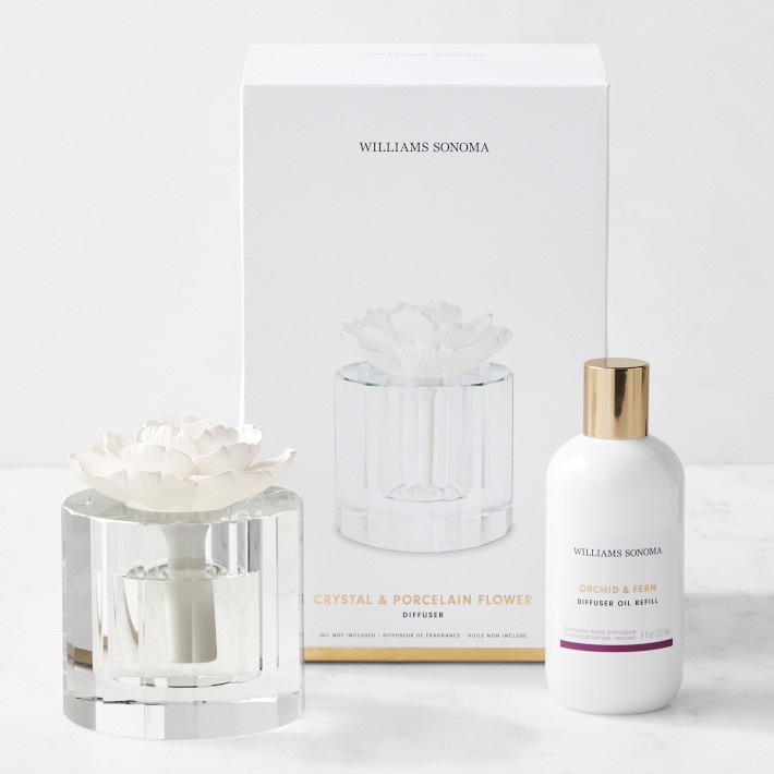 Home Fragrance Orchid & Fern Diffuser Refill and Crystal Flower Diffuser Set