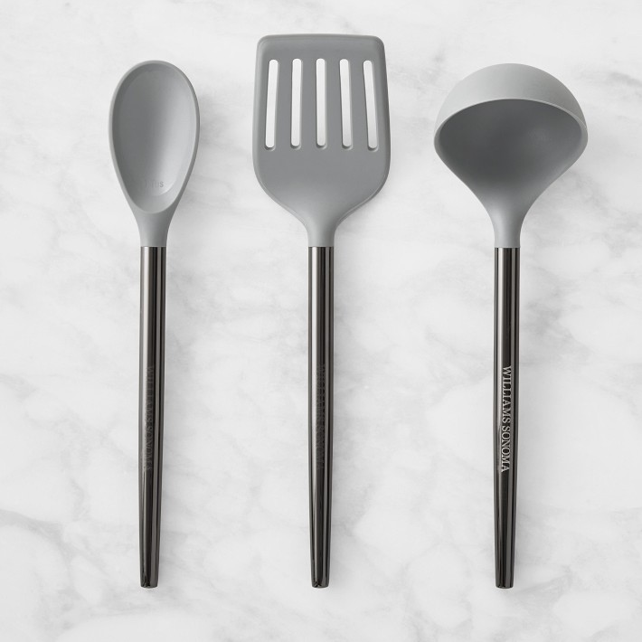 Williams Sonoma Gunmetal Stainless-Steel Silicone Utensils, Set of 3