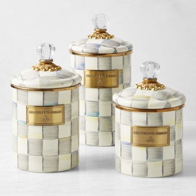 Mackenzie-Childs Sterling Check Canisters, Set of 3