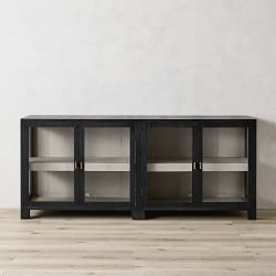 Bottega 4 Door Media Console, Oak, Ebonized Oak
