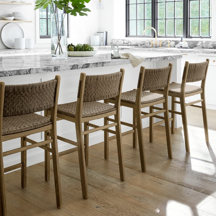 Sullivan Woven Dining Counter Stool - Oak Frame