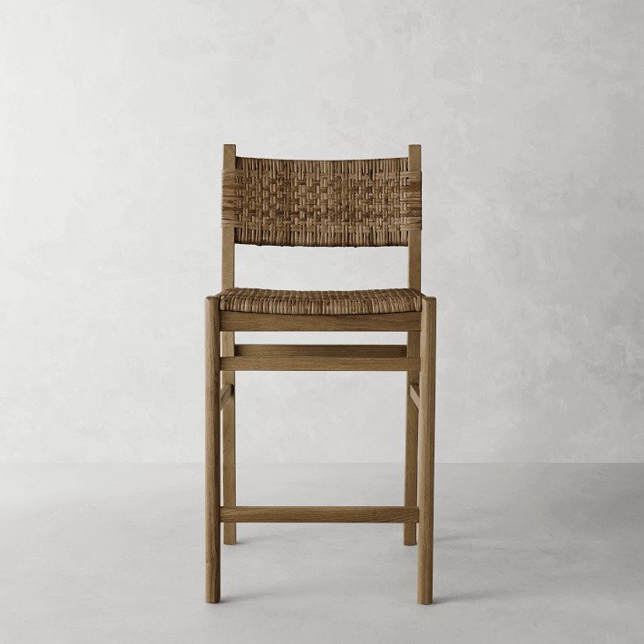 Sullivan Woven Dining Counter Stool - Oak Frame