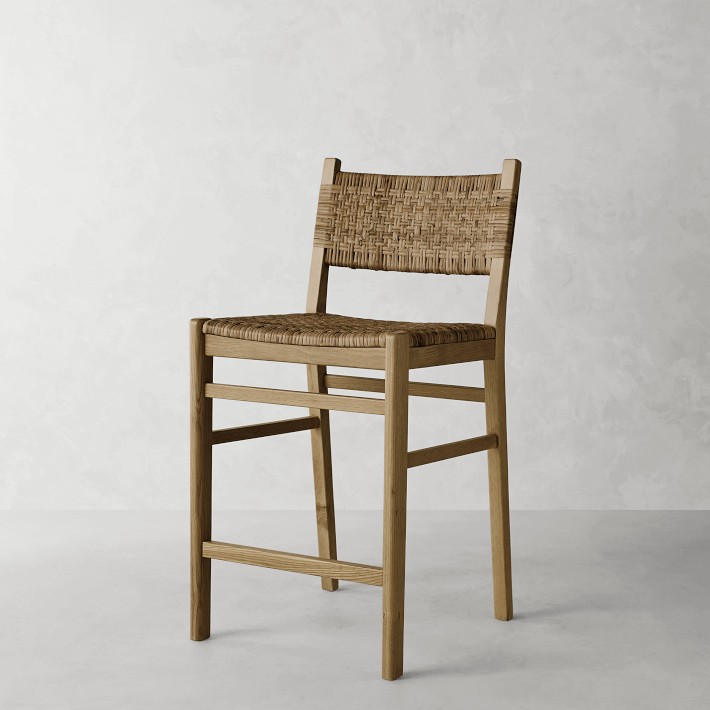 Sullivan Woven Dining Counter Stool - Oak Frame